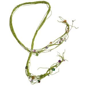 Y2k Waist Bead Belt Green Beaded Long Fringe Belt Vintage